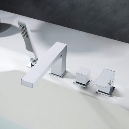 Quadra Deck Mounted Roman Bathtub Faucet with Hand Shower - CTF-3102