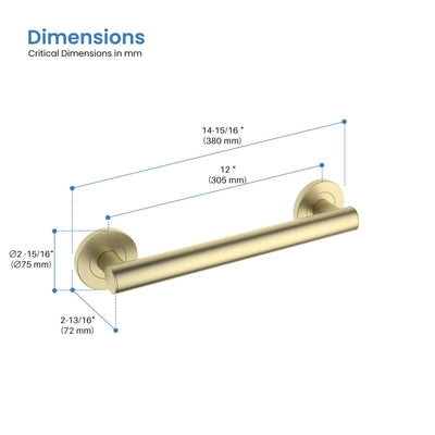 12" Stainless Steel Bathroom Safety Grab Bar - CGB-1112  - Shop at Home Craft Studio - 5