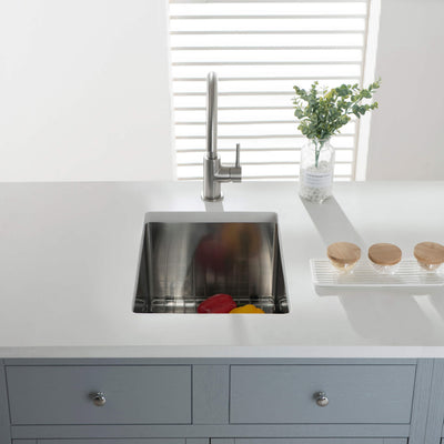 14" Handcrafted Undermount Single Bowl 16 gauge Stainless Steel Kitchen Sink - C1-14S  - Shop at Home Craft Studio - 3