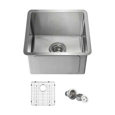 16" Handcrafted Undermount Single Bowl 16 gauge Stainless Steel Kitchen Sink - C1-16S  - Shop at Home Craft Studio - 1