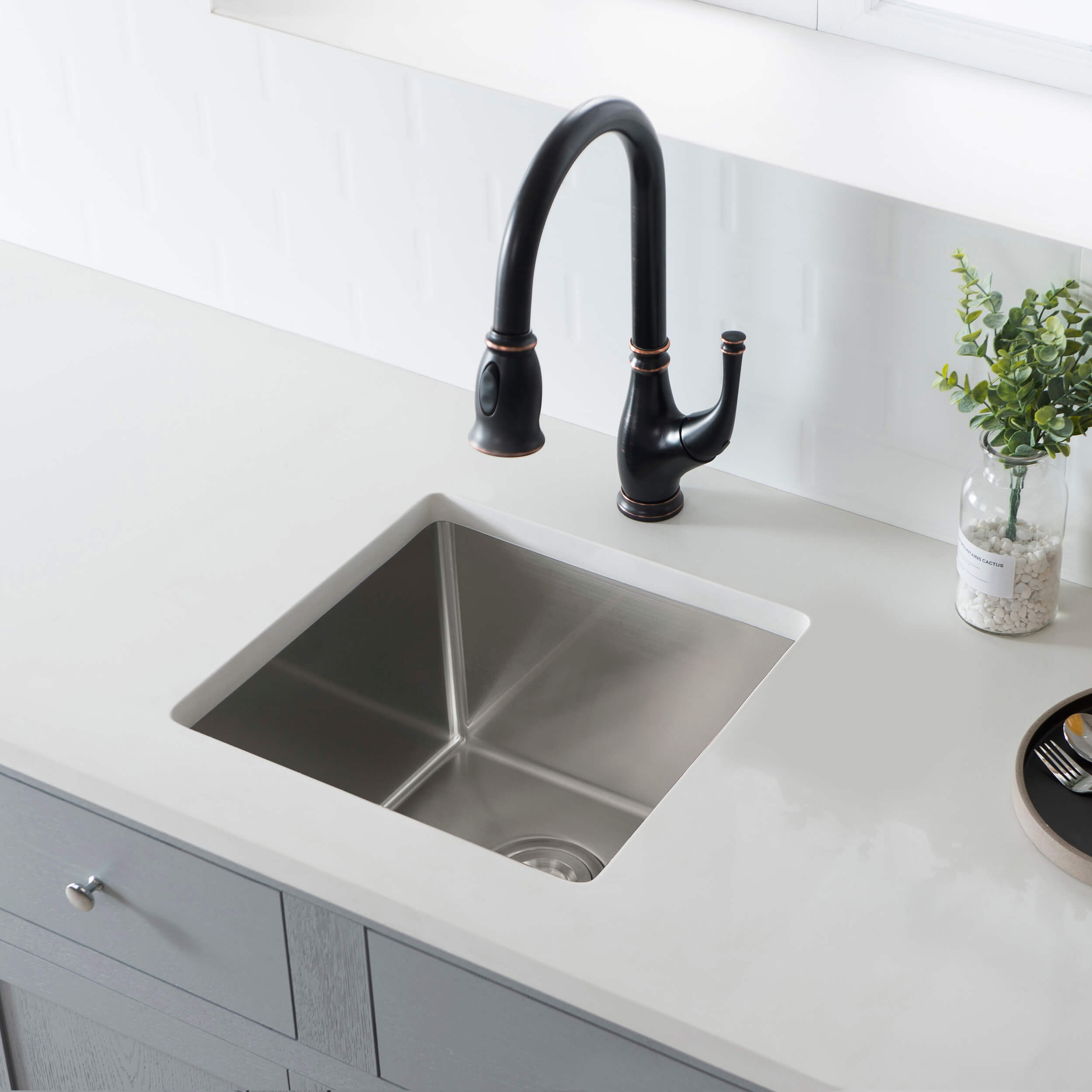16" Handcrafted Undermount Single Bowl 16 gauge Stainless Steel Kitchen Sink - C1-16S  - Shop at Home Craft Studio - 5
