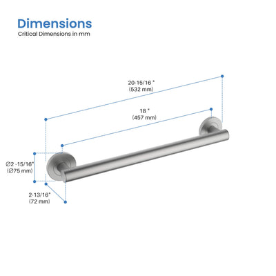 18" Stainless Steel Bathroom Safety Grab Bar - CGB-1118  - Shop at Home Craft Studio - 12