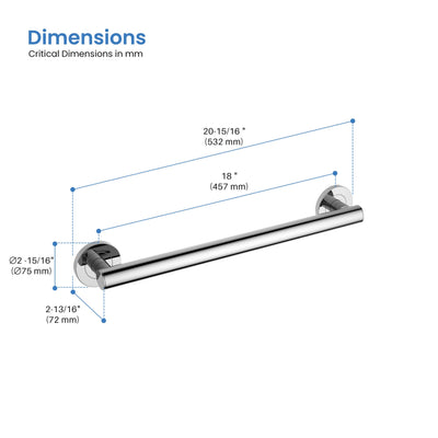 18" Stainless Steel Bathroom Safety Grab Bar - CGB-1118  - Shop at Home Craft Studio - 18