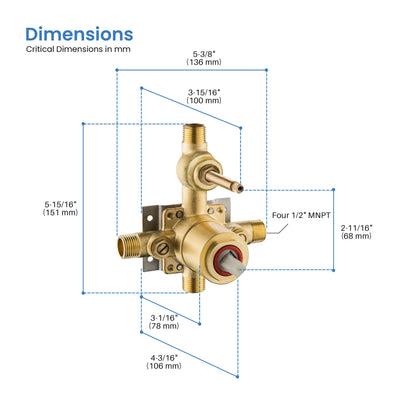 2 Function Pressure Balance Shower System Rough-in Valve with Cartridge - SV1-2  - Shop at Home Craft Studio - 4