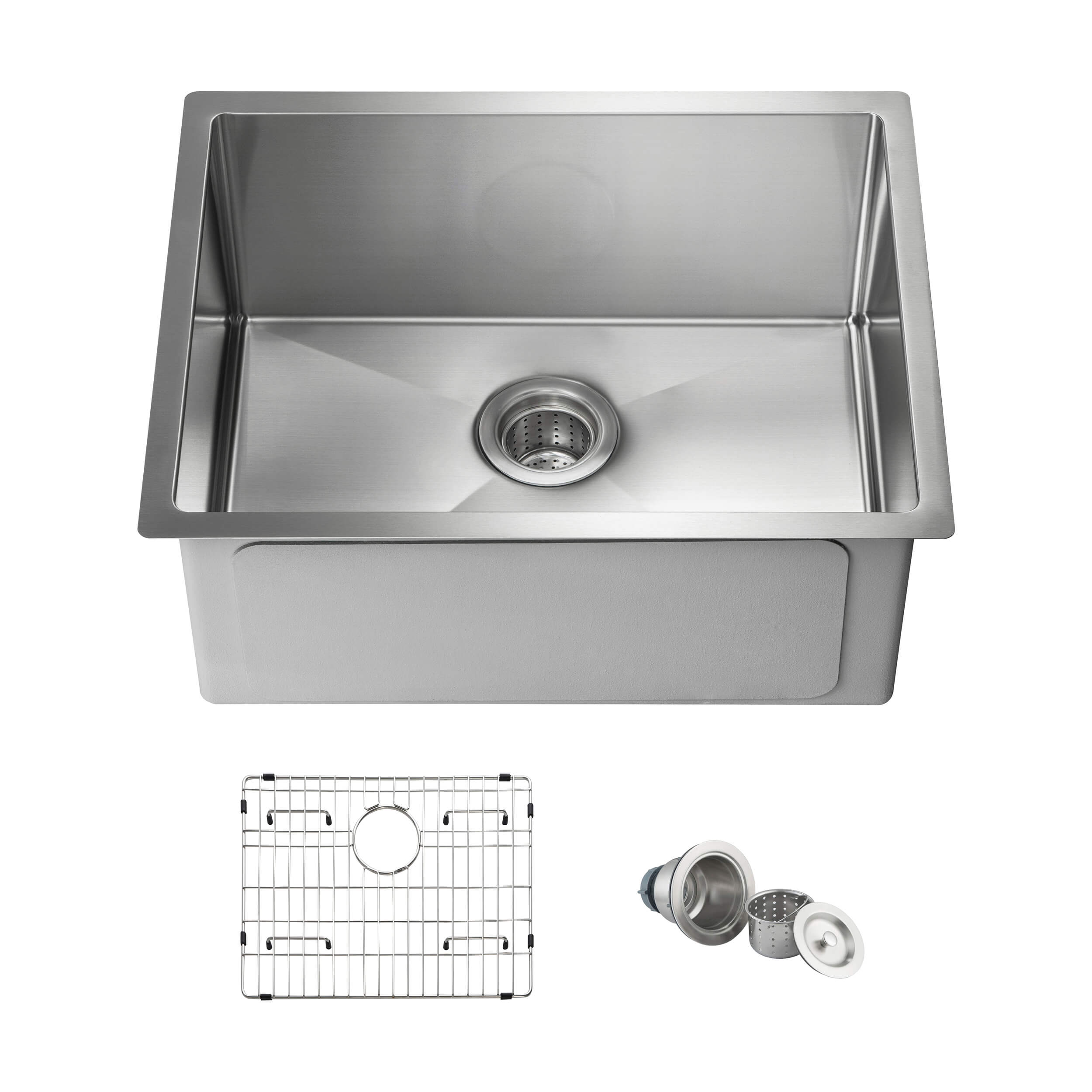 21" Handcrafted Undermount Single Bowl 16 gauge Stainless Steel Kitchen Sink - C1-21S  - Shop at Home Craft Studio - 1