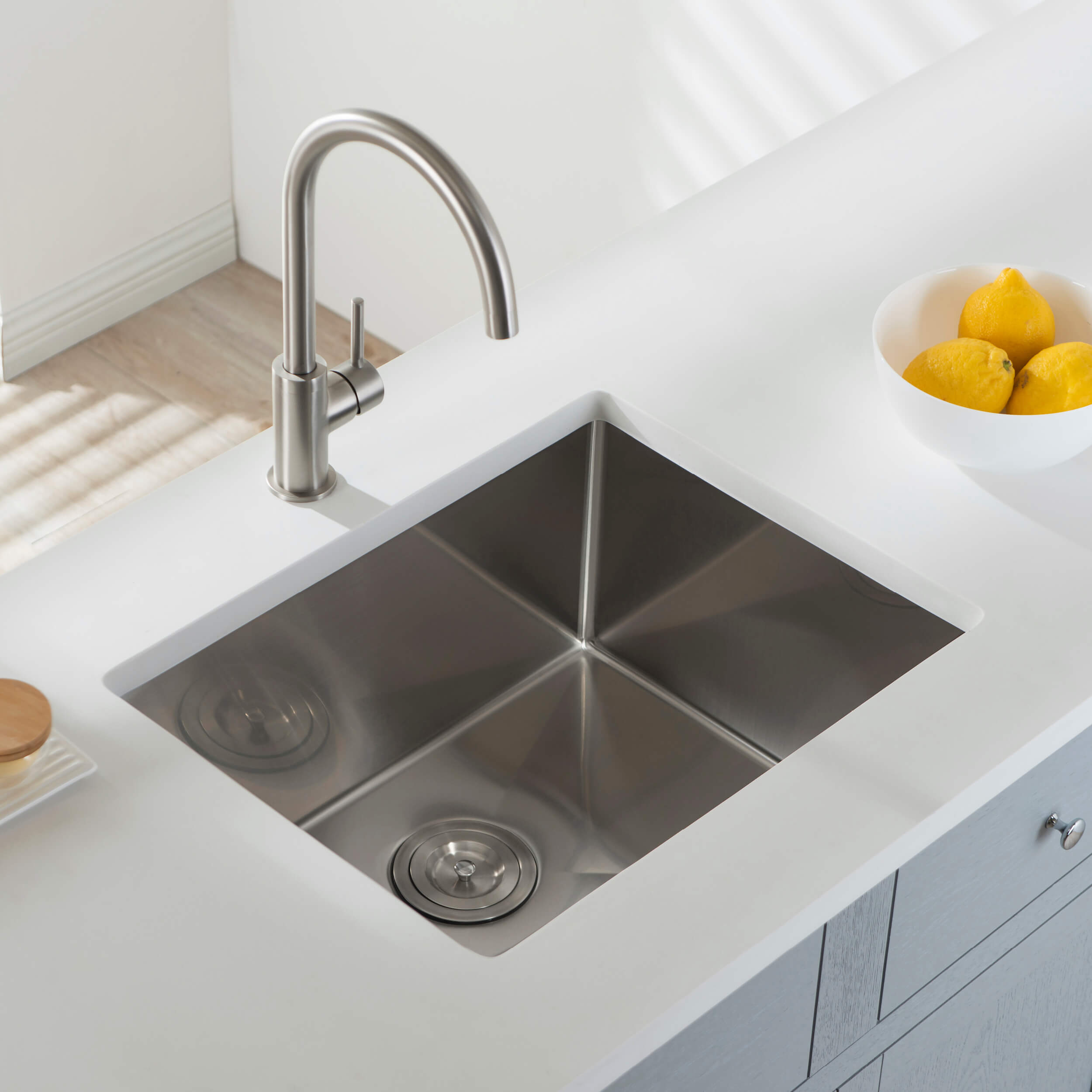 23" Handcrafted Undermount Single Bowl 16 gauge Stainless Steel Kitchen Sink - C1-23S  - Shop at Home Craft Studio - 3