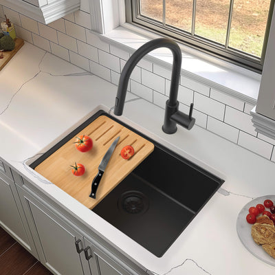 23" Undermount Workstation Single Bowl Quartz Kitchen Sink - C4-23ST  - Shop at Home Craft Studio - 2