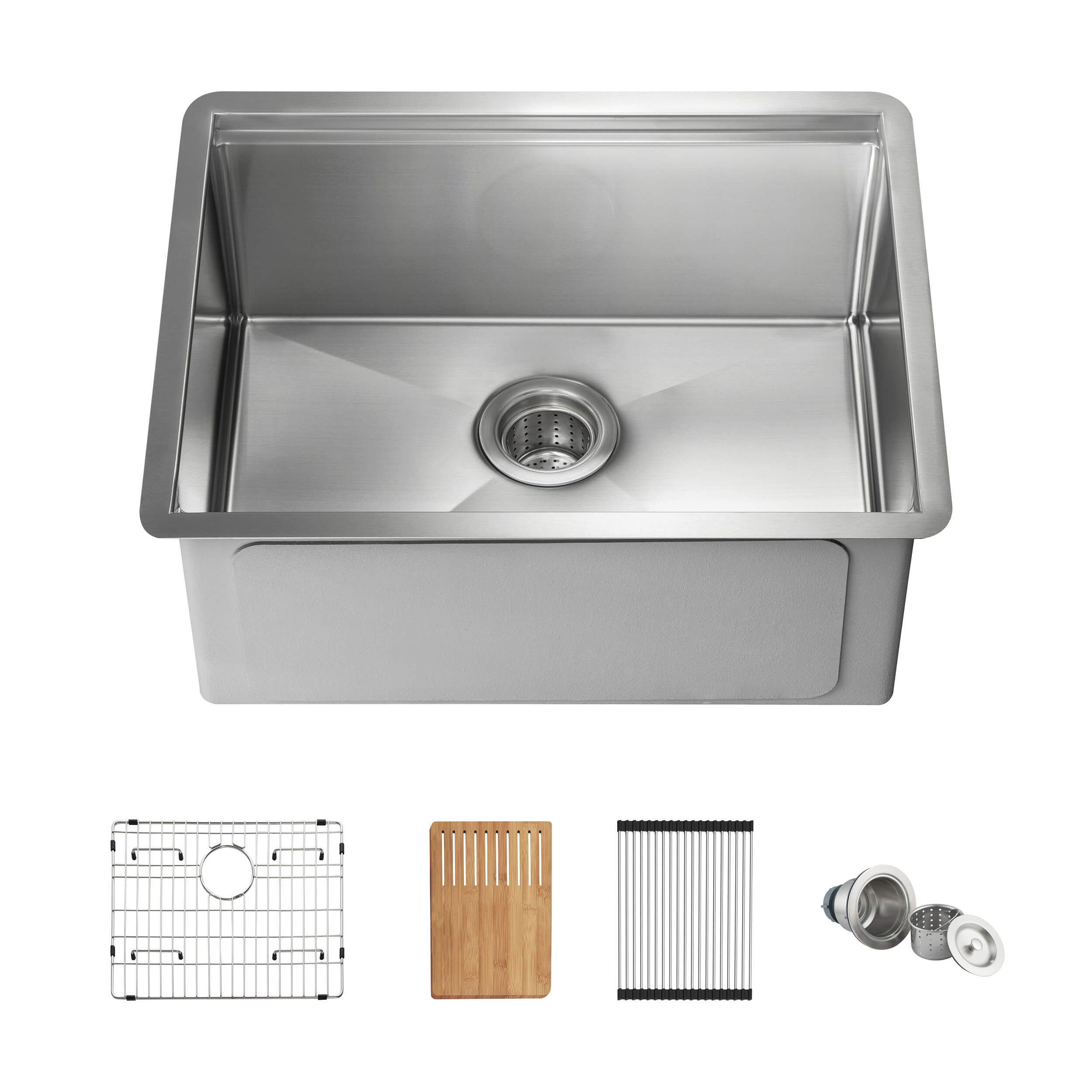 24" Handcrafted 316 Marine Grade Stainless Steel Single Bowl Workstation Undermount Kitchen Sink - C3-24ST  - Shop at Home Craft Studio - 1