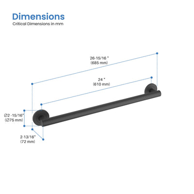 24" Stainless Steel Bathroom Safety Grab Bar - CGB-1124  - Shop at Home Craft Studio - 24