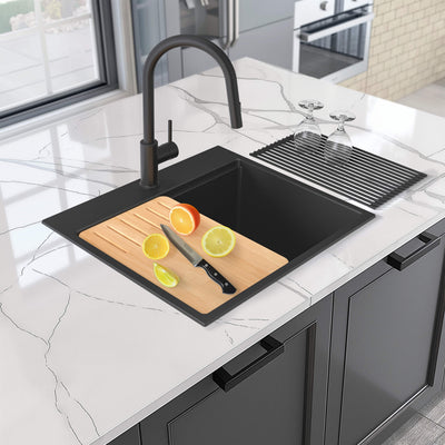 25" Top-Mount Workstation Single Bowl Quartz Kitchen Sink - C4-25TST  - Shop at Home Craft Studio - 2