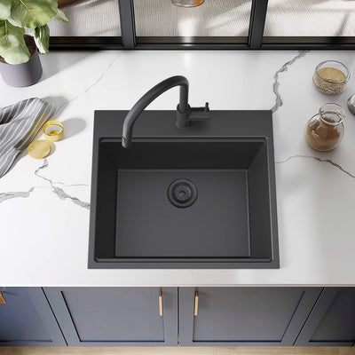25" Top-Mount Workstation Single Bowl Quartz Kitchen Sink - C4-25TST  - Shop at Home Craft Studio - 9