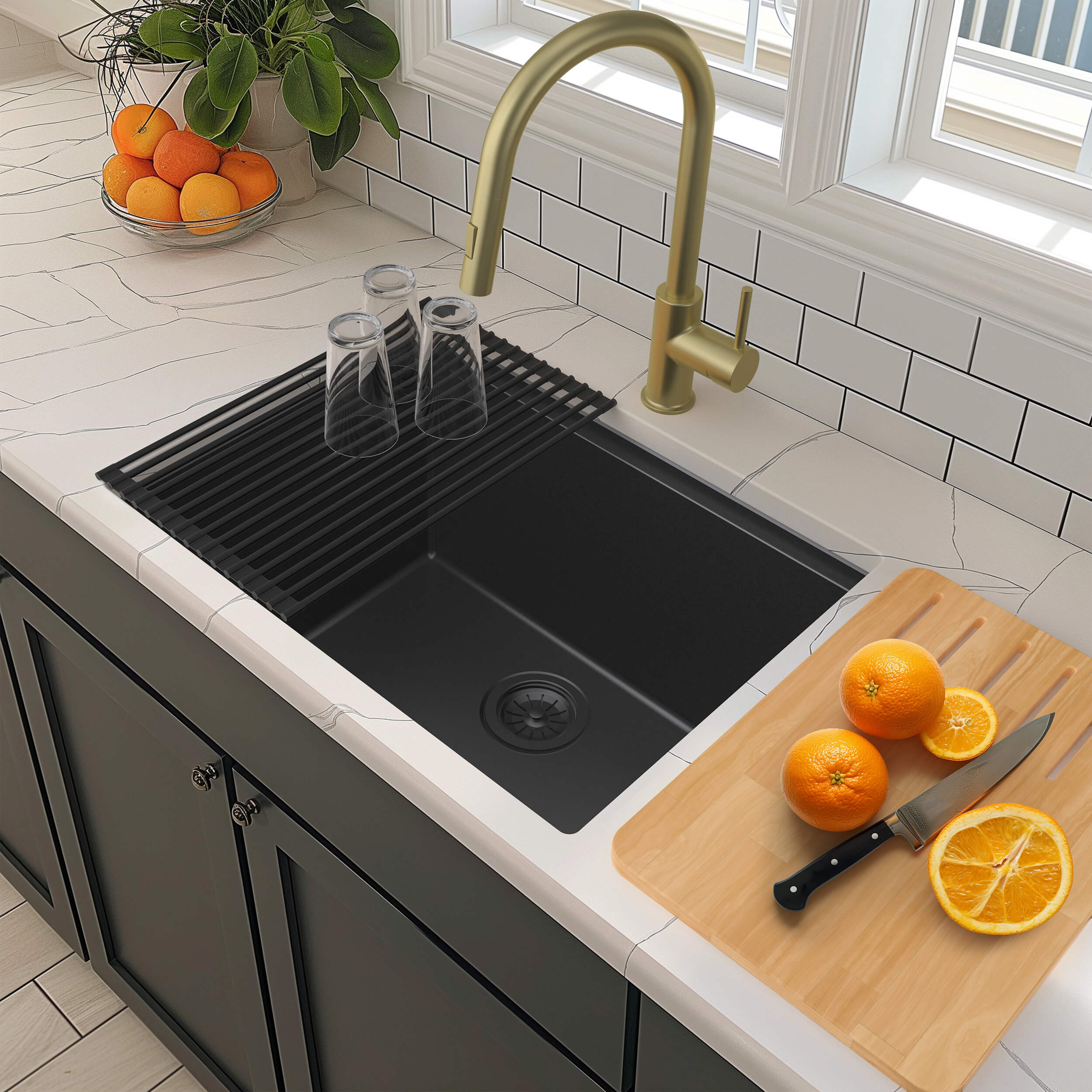 25" Undermount Workstation Single Bowl Quartz Kitchen Sink - C4-25ST  - Shop at Home Craft Studio - 3