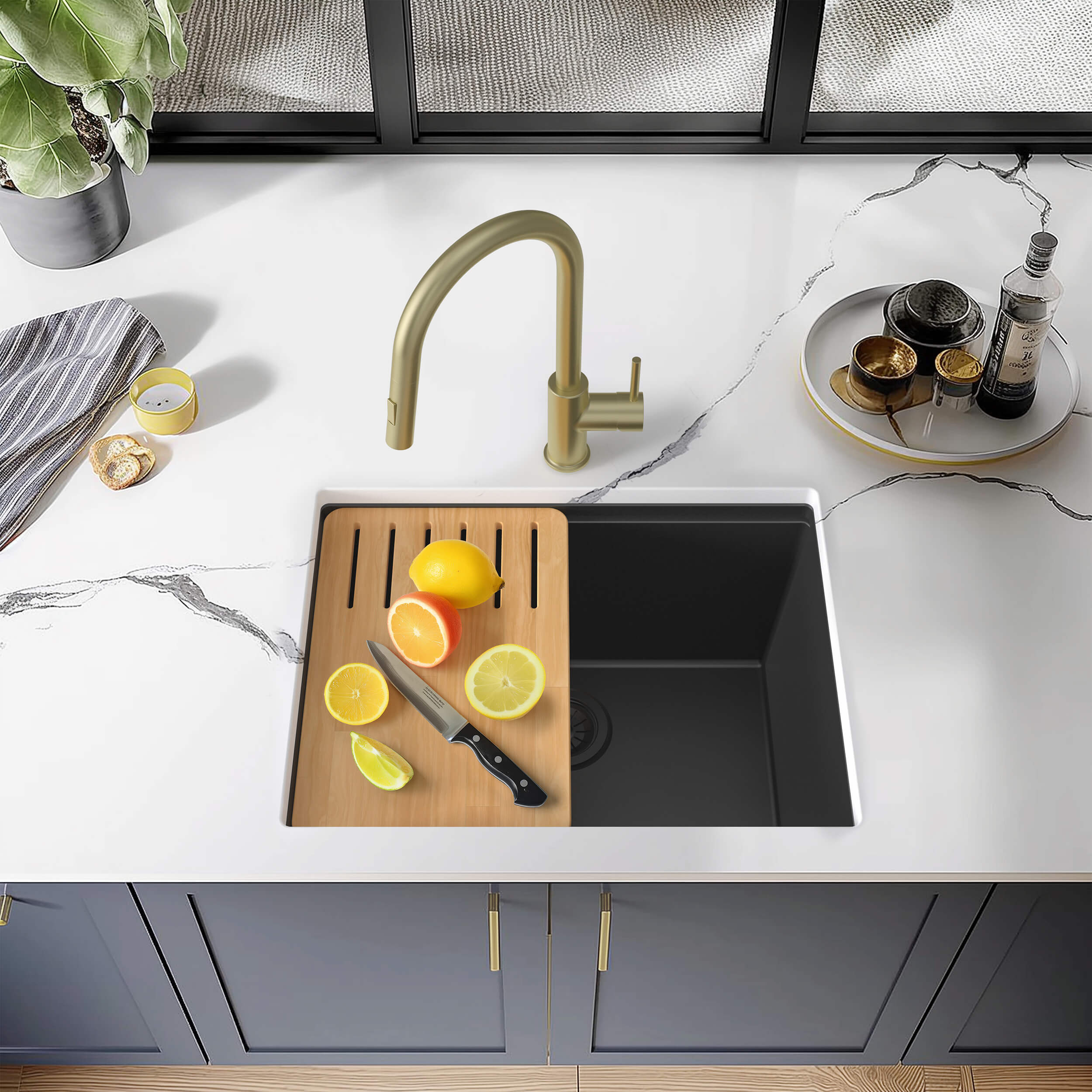 25" Undermount Workstation Single Bowl Quartz Kitchen Sink - C4-25ST  - Shop at Home Craft Studio - 8