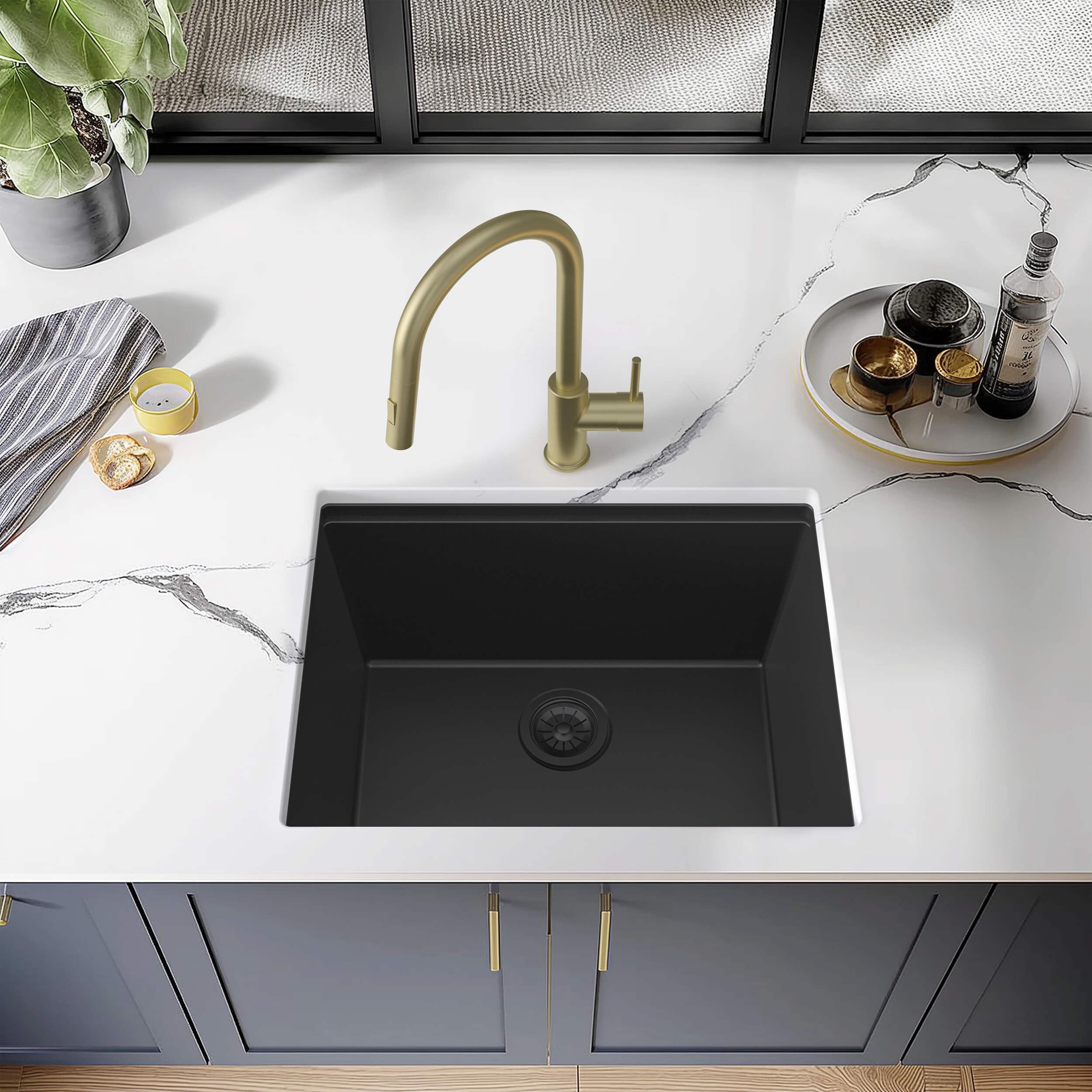 25" Undermount Workstation Single Bowl Quartz Kitchen Sink - C4-25ST  - Shop at Home Craft Studio - 10