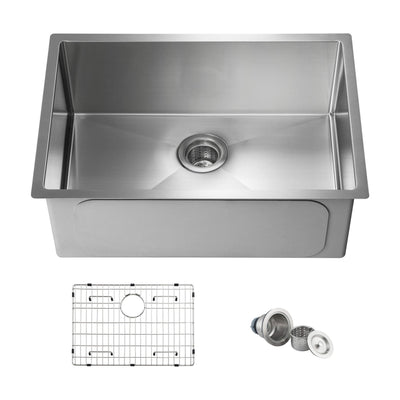 26" Handcrafted Undermount Single Bowl 16 gauge Stainless Steel Kitchen Sink - C1-26S  - Shop at Home Craft Studio - 1