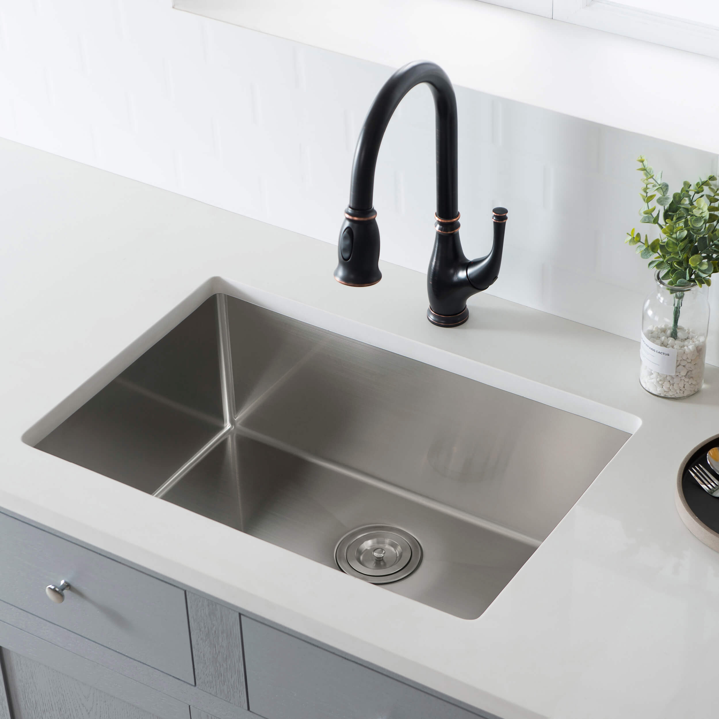 26" Handcrafted Undermount Single Bowl 16 gauge Stainless Steel Kitchen Sink - C1-26S  - Shop at Home Craft Studio - 3