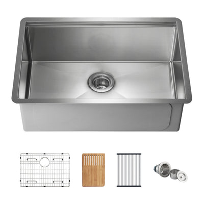 27" Handcrafted 316 Marine Grade Stainless Steel Single Bowl Workstation Undermount Kitchen Sink - C3-27ST  - Shop at Home Craft Studio - 1