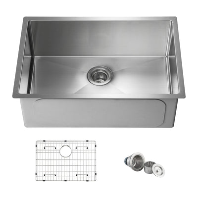 28" Handcrafted Undermount Single Bowl 16 gauge Stainless Steel Kitchen Sink - C1-28S  - Shop at Home Craft Studio - 1