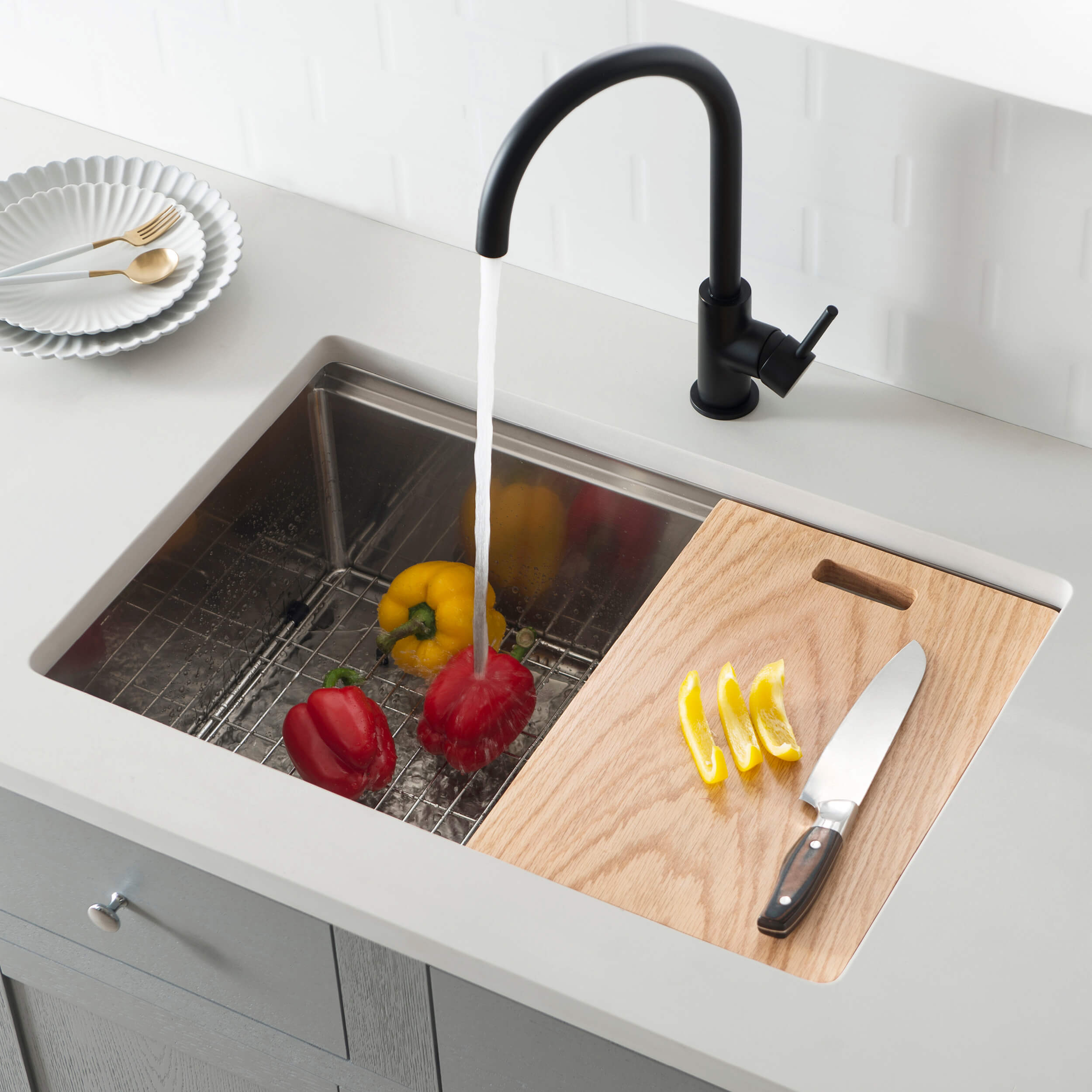 28" Undermount Single Bowl Stainless Steel Workstation Sink - C1-28ST  - Shop at Home Craft Studio - 7