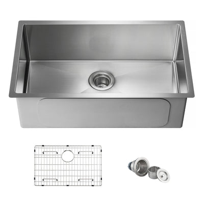 30" Handcrafted Undermount Single Bowl 16 gauge Stainless Steel Kitchen Sink - C1-30S  - Shop at Home Craft Studio - 1