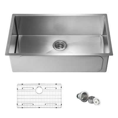 32 3/4" Handcrafted Undermount Single Bowl 16 gauge Stainless Steel Kitchen Sink - C1-33S  - Shop at Home Craft Studio - 1