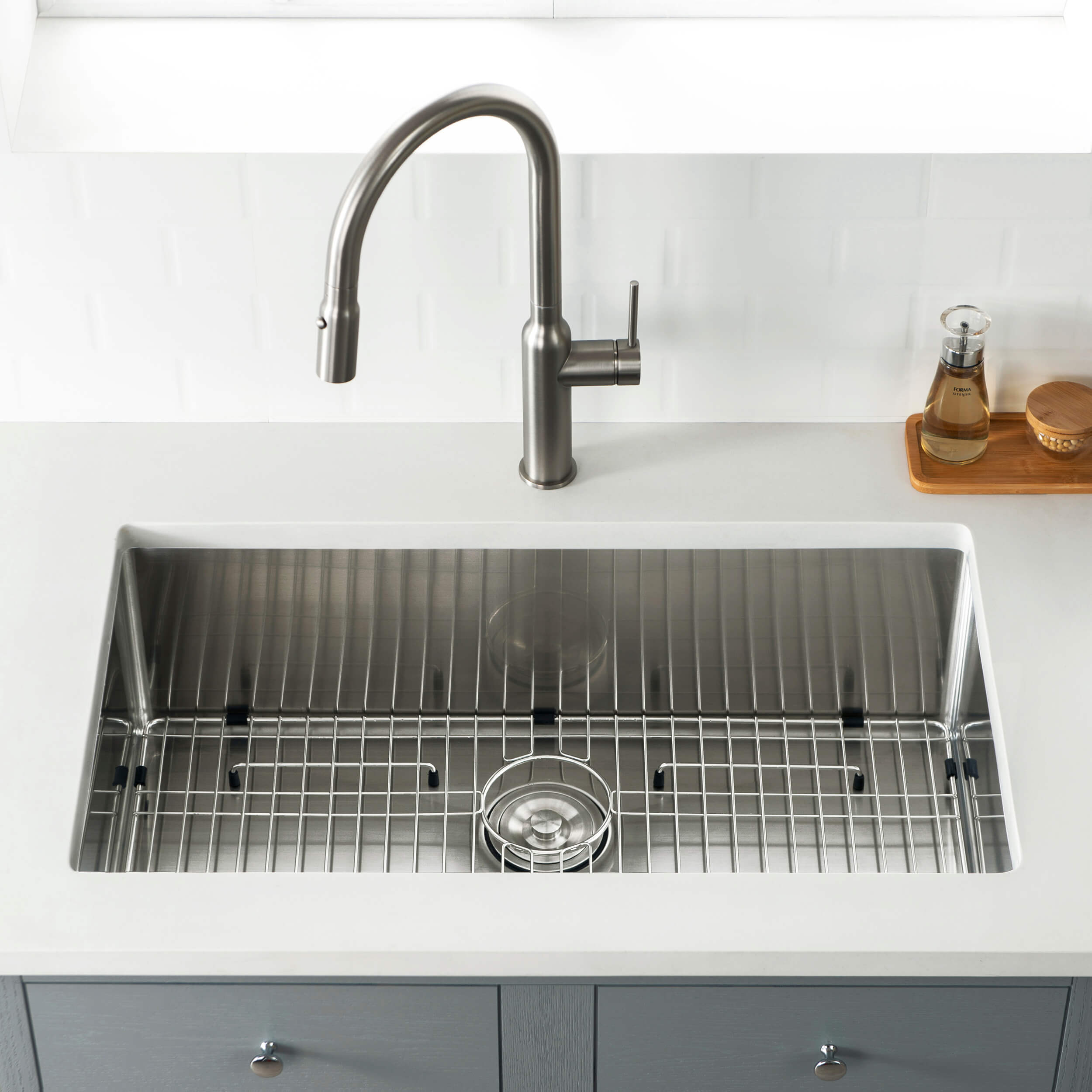 32 3/4" Handcrafted Undermount Single Bowl 16 gauge Stainless Steel Kitchen Sink - C1-33S  - Shop at Home Craft Studio - 2