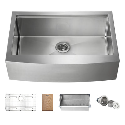 33" Farmhouse Apron Single Bowl Stainless Steel Workstation Kitchen Sink - C1-33SFT  - Shop at Home Craft Studio - 1