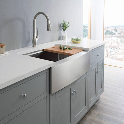 33" Farmhouse Apron Single Bowl Stainless Steel Workstation Kitchen Sink - C1-33SFT  - Shop at Home Craft Studio - 2