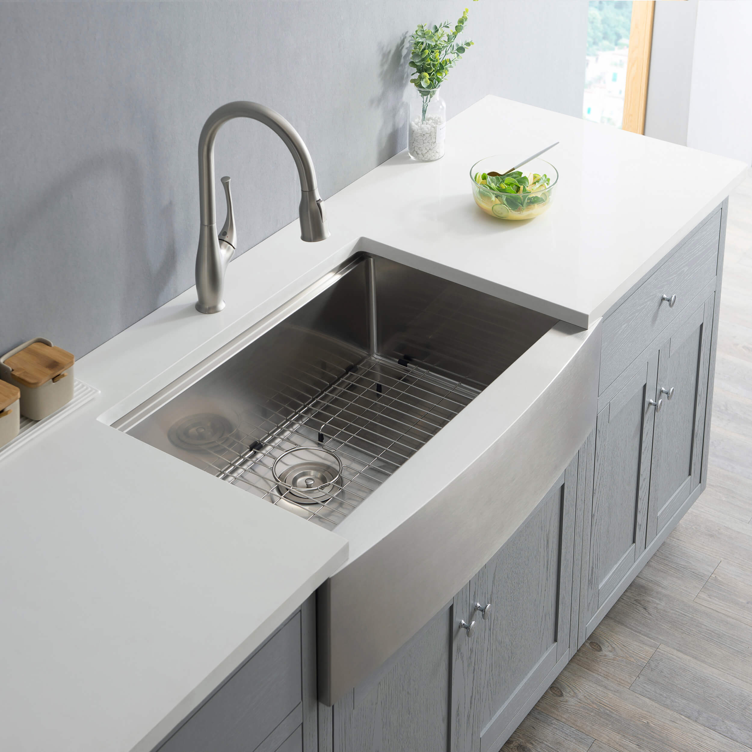 33" Farmhouse Apron Single Bowl Stainless Steel Workstation Kitchen Sink - C1-33SFT  - Shop at Home Craft Studio - 3