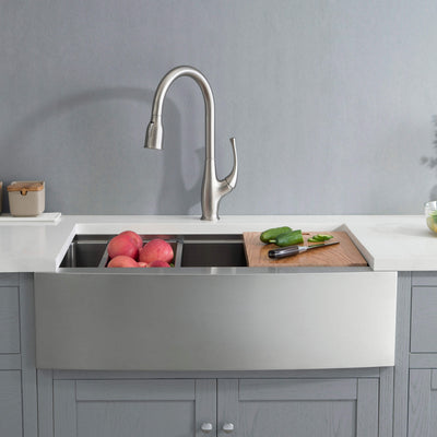 33" Farmhouse Apron Single Bowl Stainless Steel Workstation Kitchen Sink - C1-33SFT  - Shop at Home Craft Studio - 4