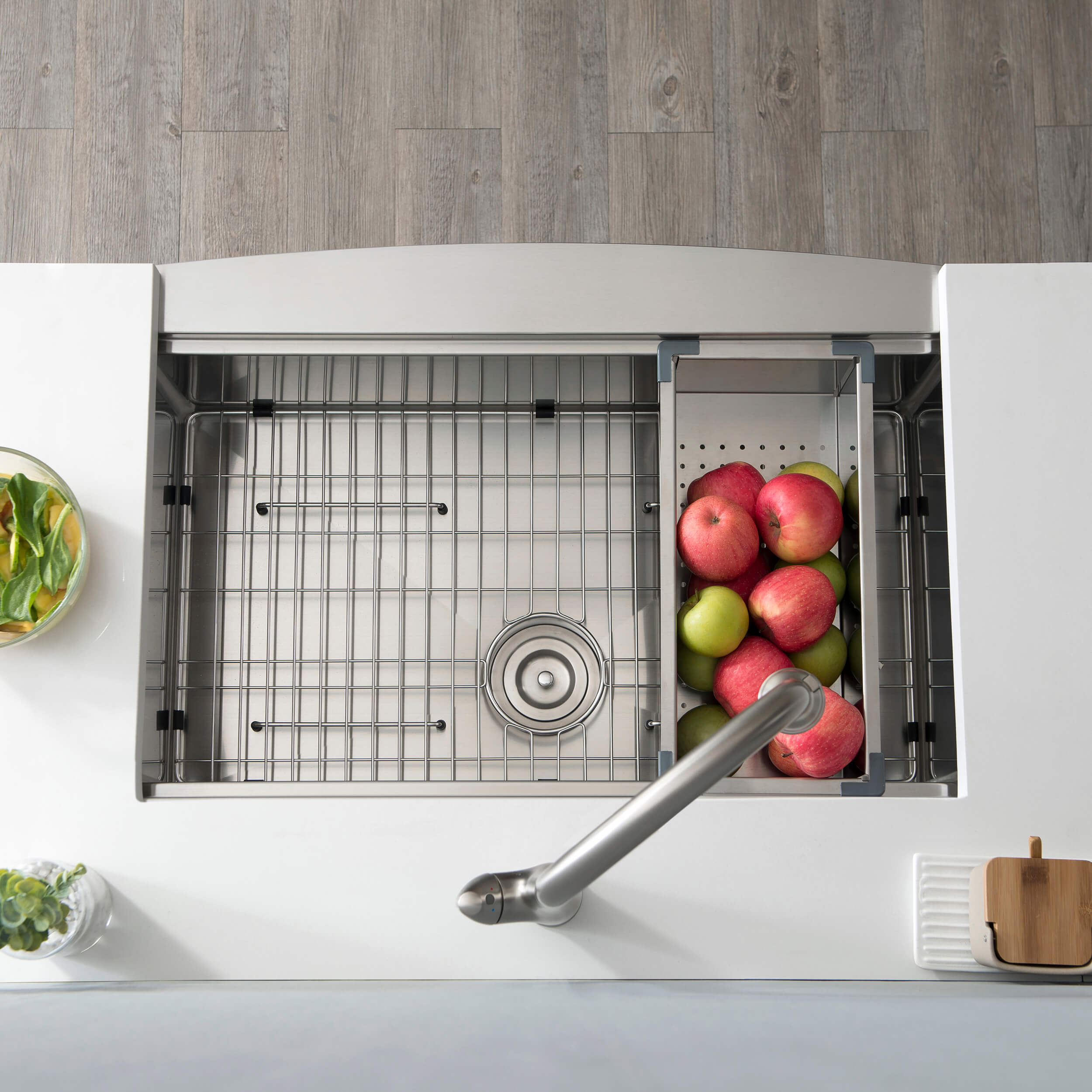 33" Farmhouse Apron Single Bowl Stainless Steel Workstation Kitchen Sink - C1-33SFT  - Shop at Home Craft Studio - 6