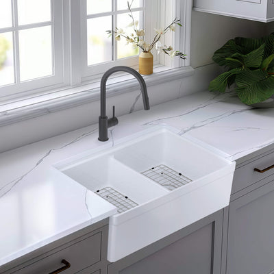 33" Fireclay Double Bowl  Farmhouse Kitchen Workstation Sink - C2-33DFT  - Shop at Home Craft Studio - 8