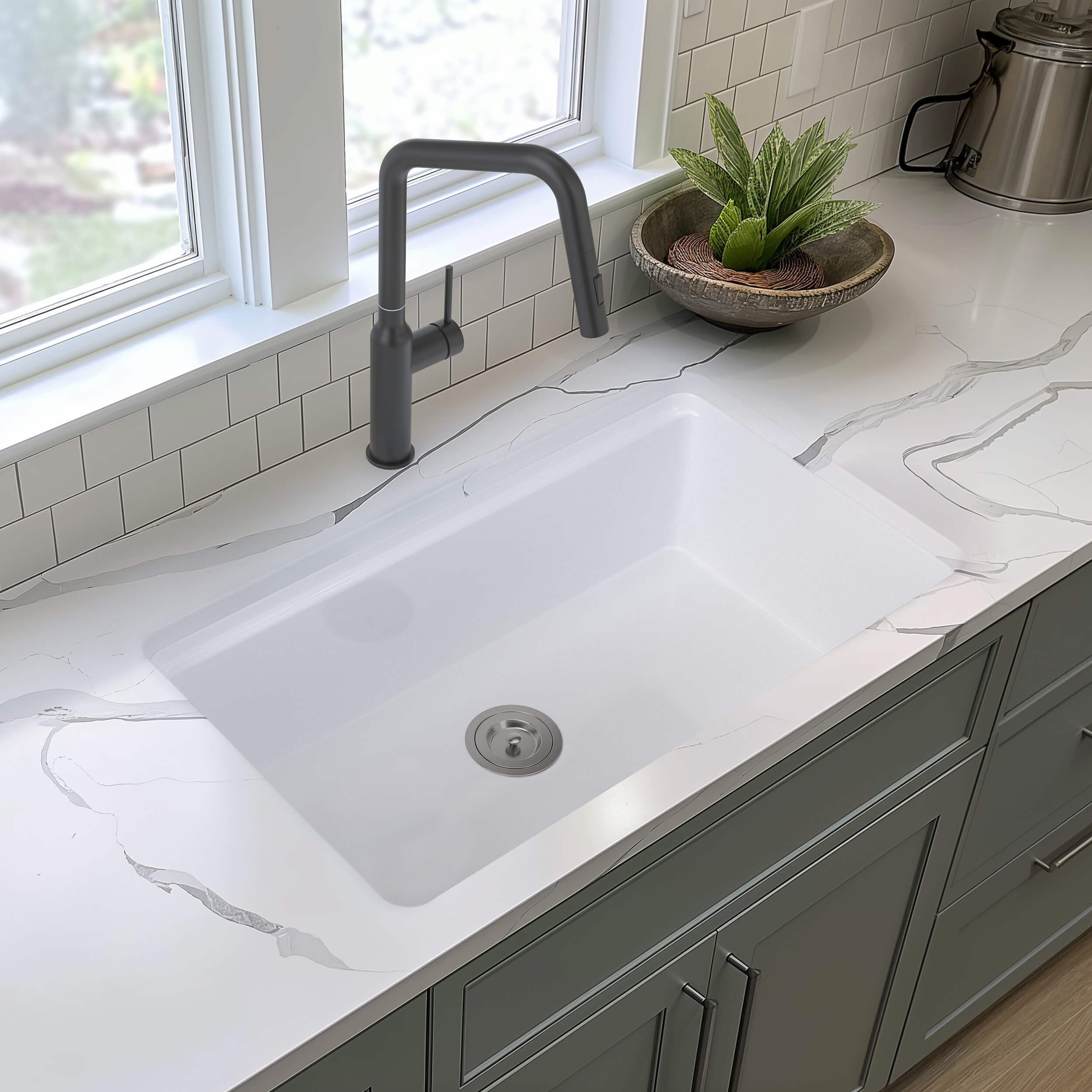 33" Fireclay Undermount  Workstation Sink - C2-33ST  - Shop at Home Craft Studio - 5