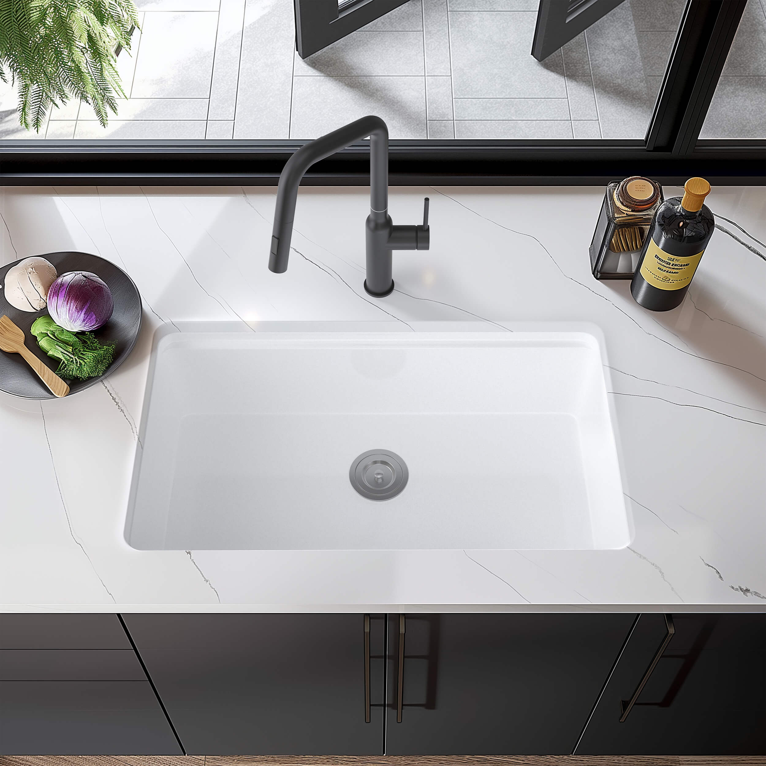 33" Fireclay Undermount  Workstation Sink - C2-33ST  - Shop at Home Craft Studio - 7