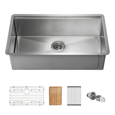 33" Handcrafted 316 Marine Grade Stainless Steel Single Bowl Workstation Undermount Kitchen Sink - C3-33ST  - Shop at Home Craft Studio - 1