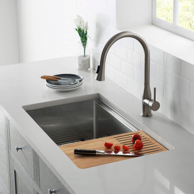 33" Handcrafted 316 Marine Grade Stainless Steel Single Bowl Workstation Undermount Kitchen Sink - C3-33ST  - Shop at Home Craft Studio - 2
