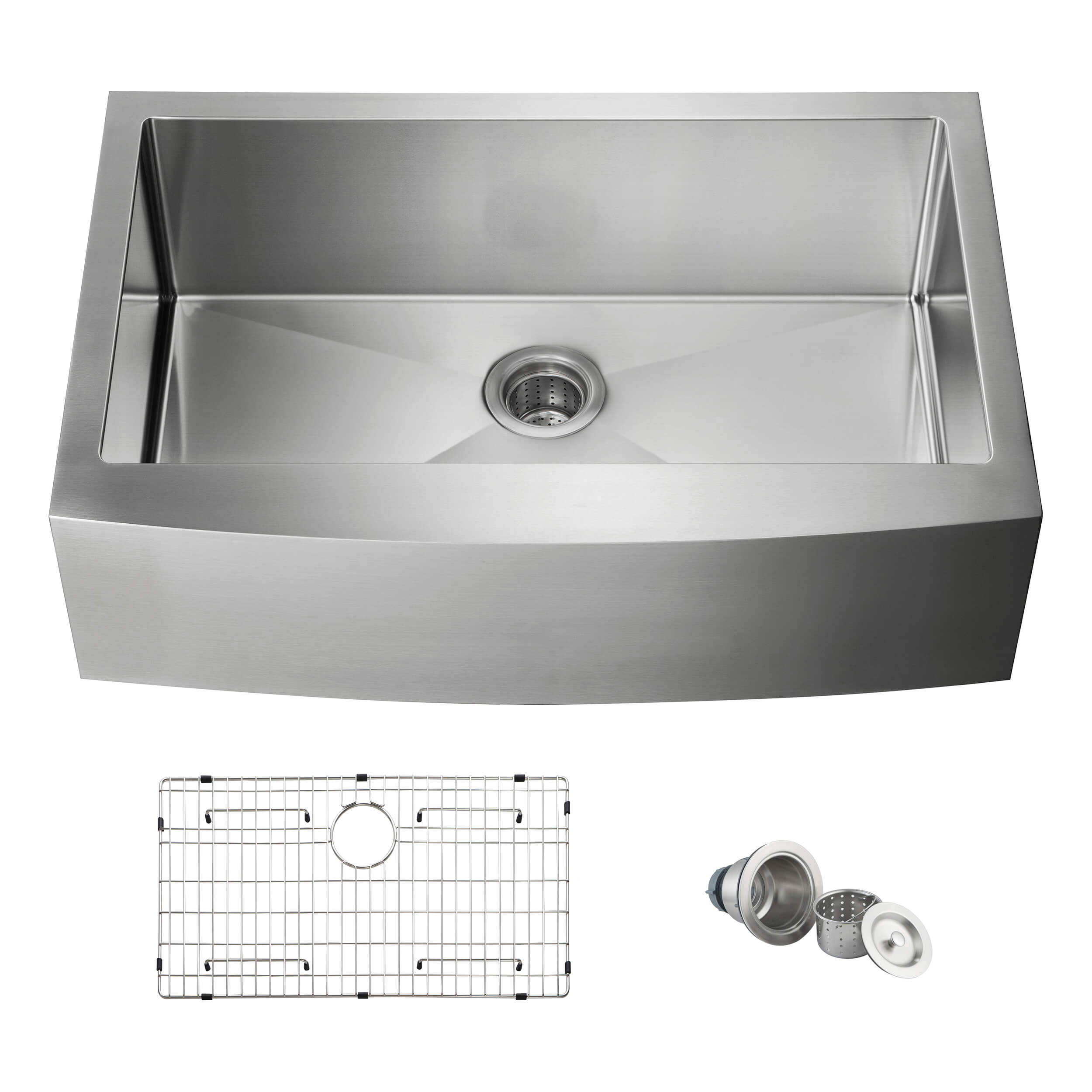 33" Handcrafted Farmhouse Apron Single Bowl Stainless Steel Kitchen Sink - C1-33SF  - Shop at Home Craft Studio - 1