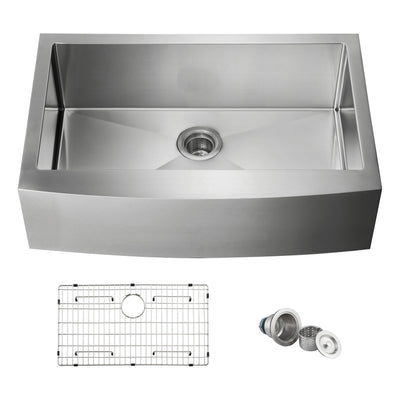 33" Handcrafted Farmhouse Apron Single Bowl Stainless Steel Kitchen Sink - C1-33SF  - Shop at Home Craft Studio - 1