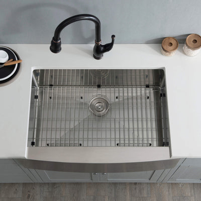 33" Handcrafted Farmhouse Apron Single Bowl Stainless Steel Kitchen Sink - C1-33SF  - Shop at Home Craft Studio - 6