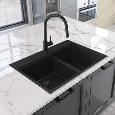 33" Top-Mount Workstation Double Bowl Quartz Kitchen Sink - C4-33TDT  - Shop at Home Craft Studio - 5