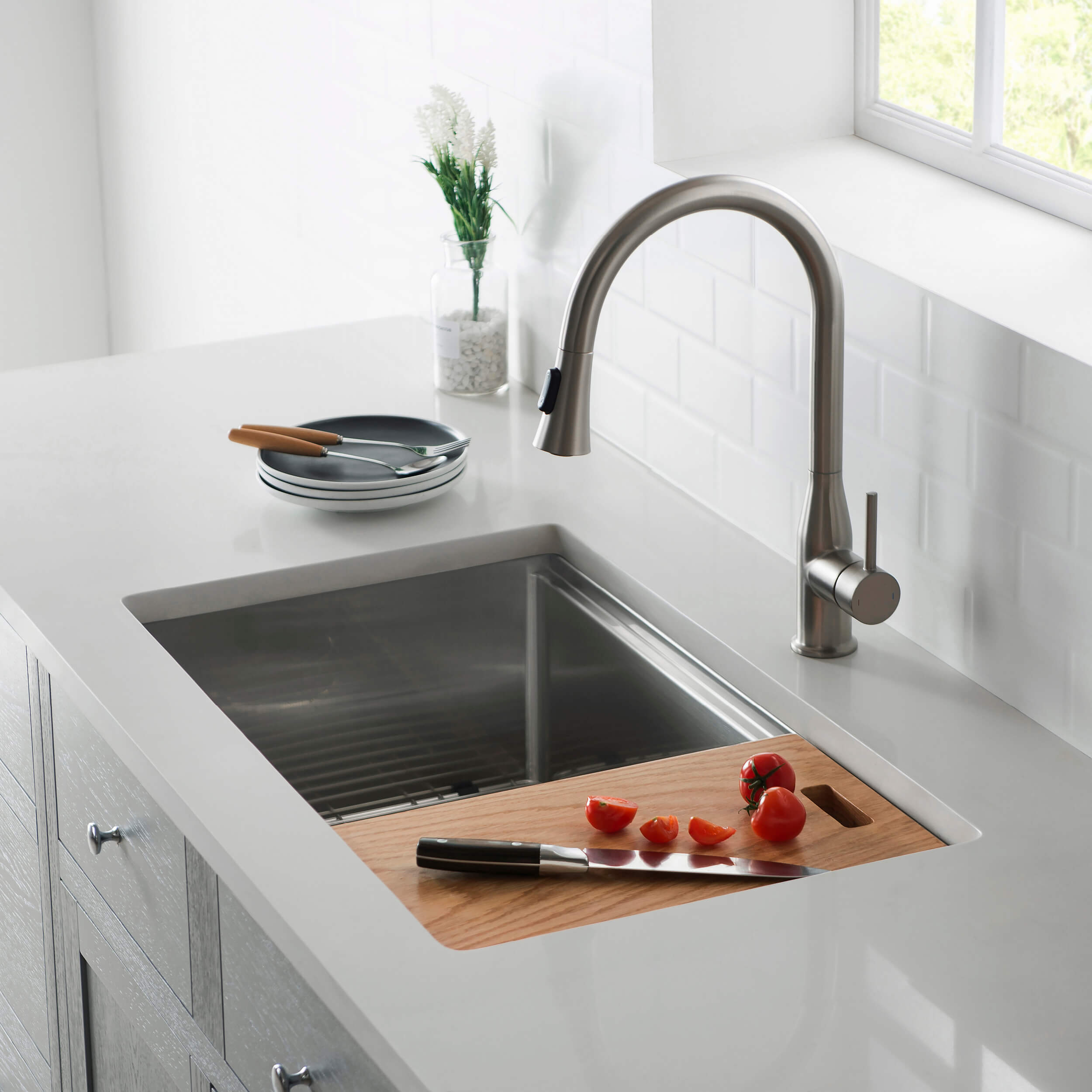 33" Undermount Single Bowl Stainless Steel Workstation Sink - C1-33ST  - Shop at Home Craft Studio - 3