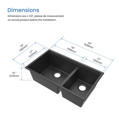 33" Undermount Workstation Double Bowl Quartz Kitchen Sink - C4-33DT  - Shop at Home Craft Studio - 8