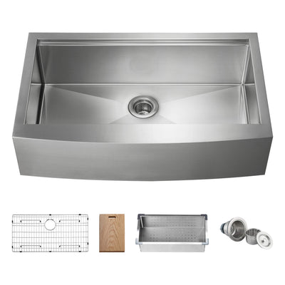36" Farmhouse Apron Single Bowl Stainless Steel Workstation Kitchen Sink - C1-36SFT  - Shop at Home Craft Studio - 1