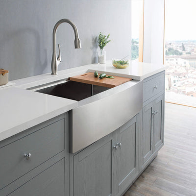 36" Farmhouse Apron Single Bowl Stainless Steel Workstation Kitchen Sink - C1-36SFT  - Shop at Home Craft Studio - 2