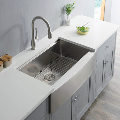 36" Farmhouse Apron Single Bowl Stainless Steel Workstation Kitchen Sink - C1-36SFT  - Shop at Home Craft Studio - 3
