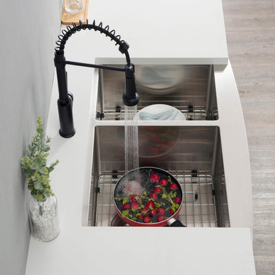36" Handcrafted Farmhouse Apron Double Bowl Stainless Steel Kitchen Sink - C1-36DF  - Shop at Home Craft Studio - 5