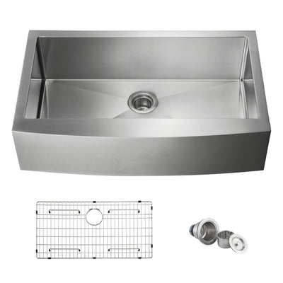 36" Handcrafted Farmhouse Apron Single Bowl Stainless Steel Kitchen Sink - C1-36SF  - Shop at Home Craft Studio - 1
