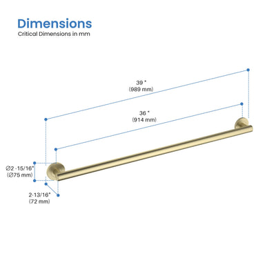 36" Stainless Steel Bathroom Safety Grab Bar - CGB-1136  - Shop at Home Craft Studio - 6