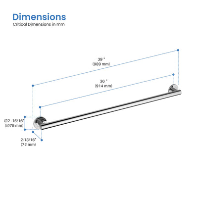 36" Stainless Steel Bathroom Safety Grab Bar - CGB-1136  - Shop at Home Craft Studio - 18