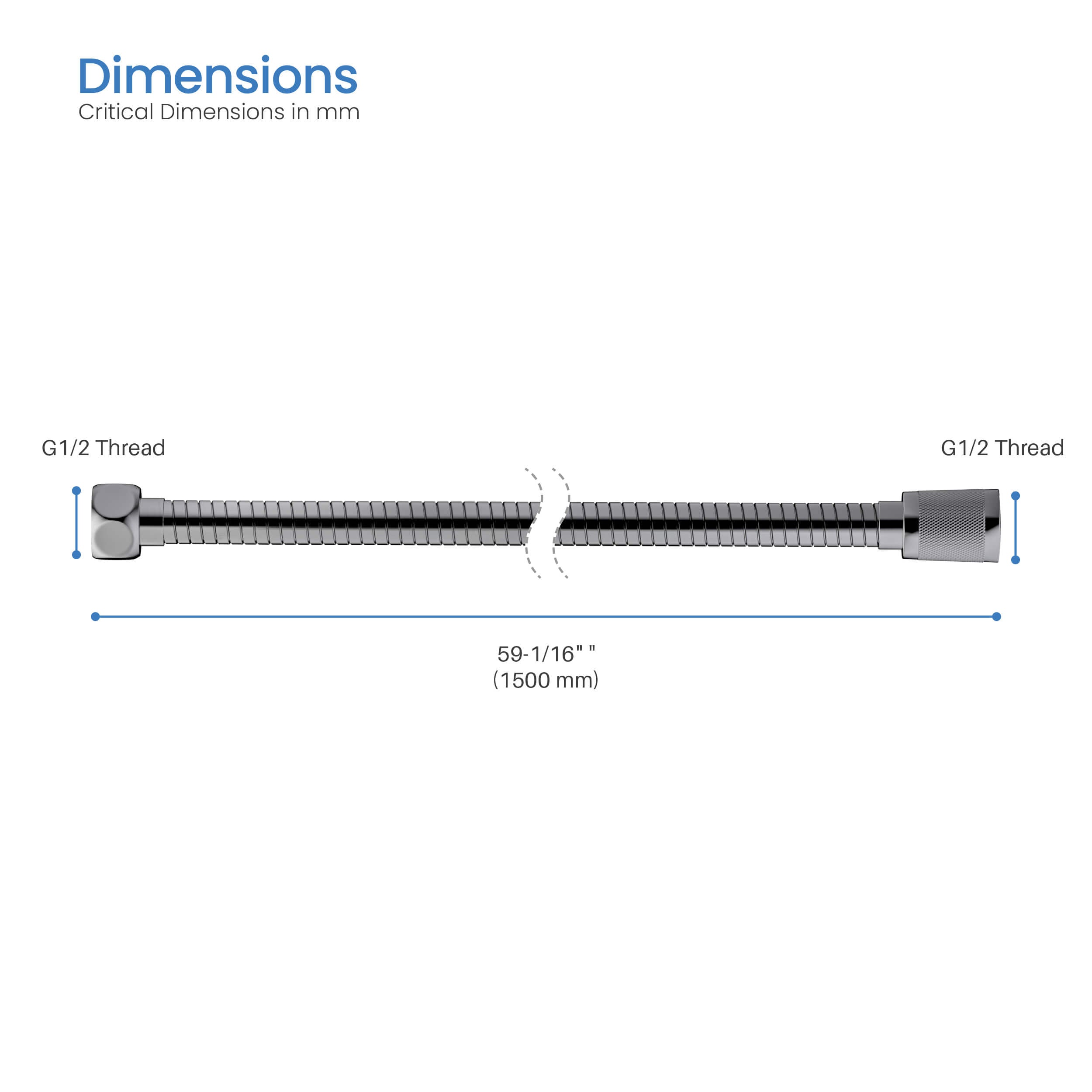 60" Stainless Steel Braided Shower Hose - SH60  - Shop at Home Craft Studio - 6